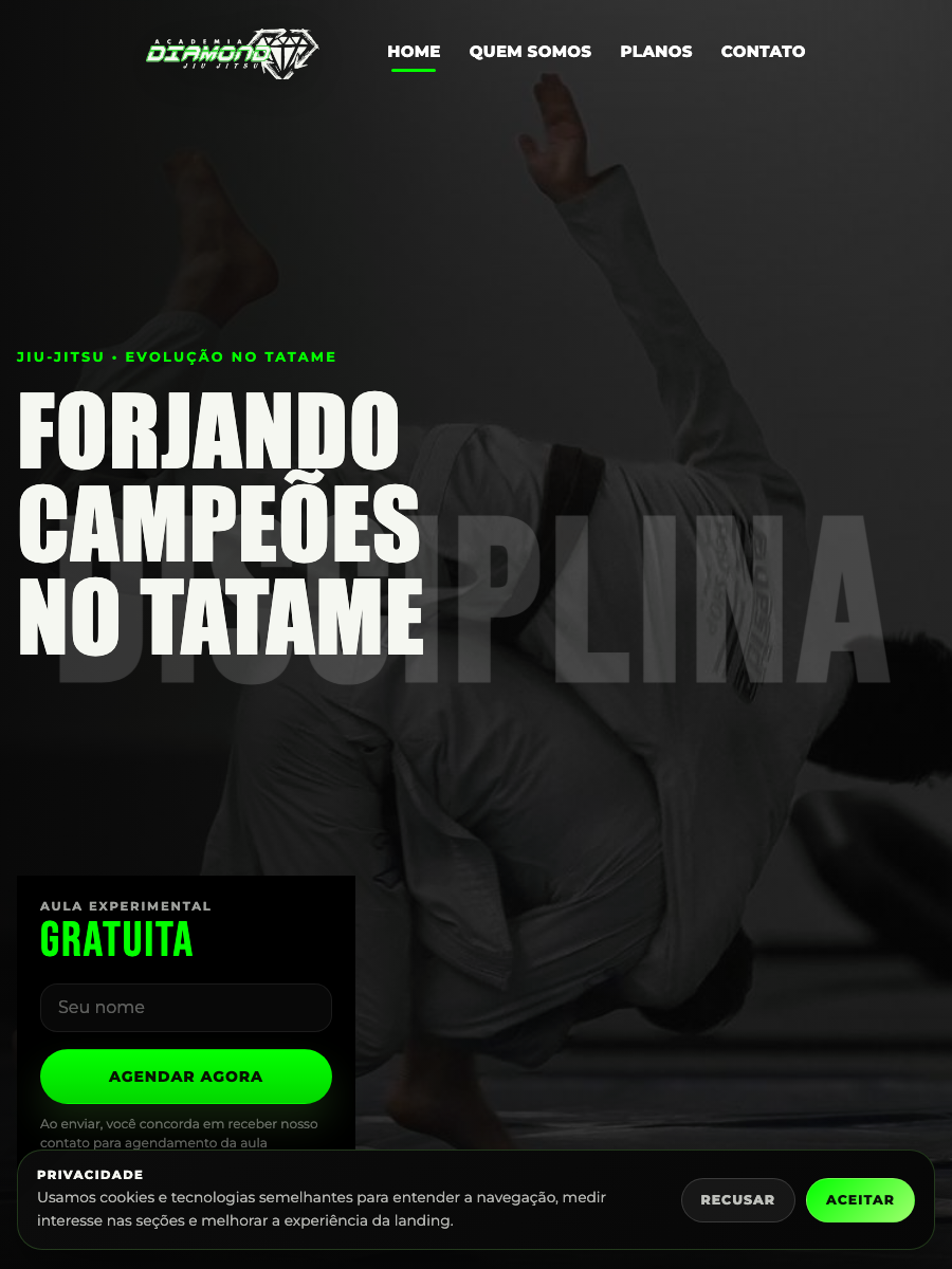 Landing page Academia Diamond Jiu Jitsu
